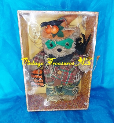 Image for  Brinn’s Brinton Halloween Scarecrow Barely A Bear Collectible Natty Bear Oatmeal Teddy Bear in Original Candy Corn Display/Storage Box Vintage 1995   ***GROUND SHIPPING INCLUDED – DOMESTIC ORDERS ONLY!***~ 